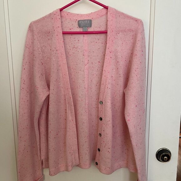 100% Cashmere Pink Cardigan - Pure Collection - Size XL 14/16 - Picture 1 of 9